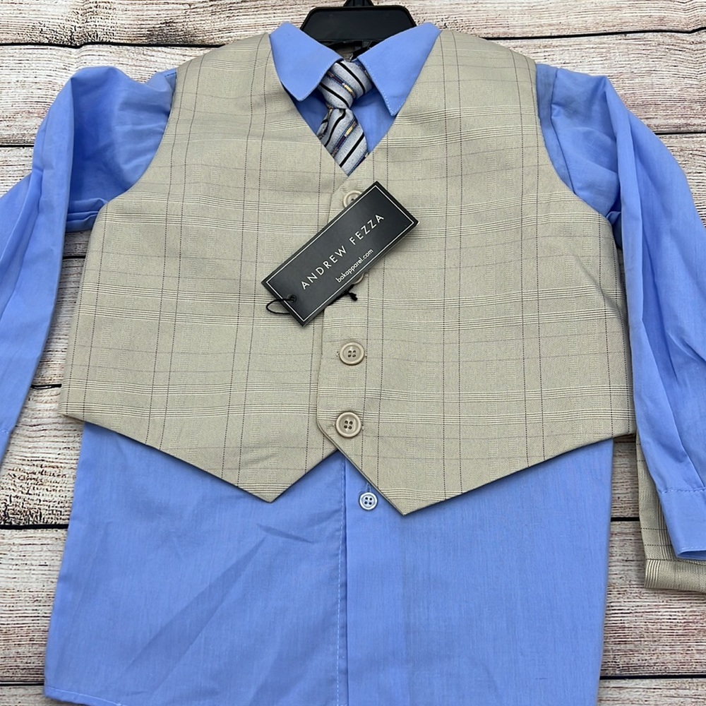 Andrew Fezza 4 Piece Vest Pants Shirt and Tie Dress Set Sz 4T NWTs - Picture 4 of 8
